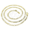 Oro Laminado Basic Necklace, Gold Filled Style Figaro Design, Polished, Golden Finish, 04.213.0241.24 (120 Gauge, Thickness, 24 Inches Length)