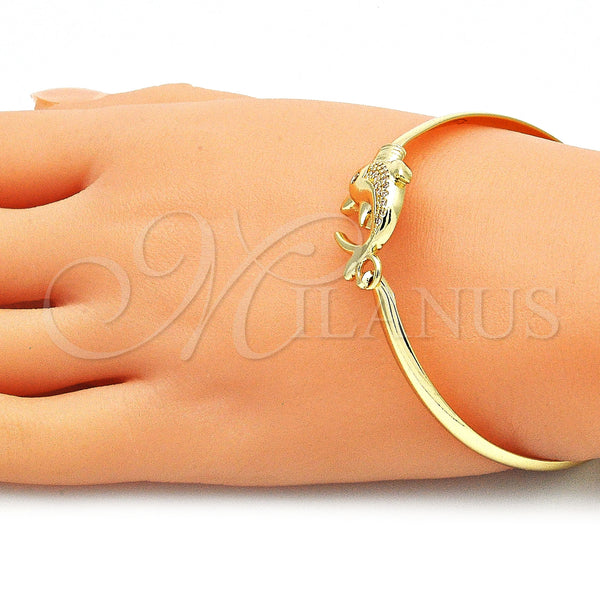 Gold Filled Jewelry — Individual Bangle Dolphin Design with White Micro Pave — alternate product view — SKU 144363 | Oro Laminado joyería — Individual Bangle Dolphin diseño with blanco Micro Pave — SKU 144363