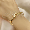 Oro Laminado Individual Bangle, Gold Filled Style Dolphin Design, with White Micro Pave and White Cubic Zirconia, Polished, Golden Finish, 07.192.0039.04 (05 MM Thickness, Size 4 (2.25 Diameter))