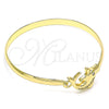 Oro Laminado Individual Bangle, Gold Filled Style Dolphin Design, with White Micro Pave and White Cubic Zirconia, Polished, Golden Finish, 07.192.0039.04 (05 MM Thickness, Size 4 (2.25 Diameter))
