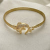 Oro Laminado Individual Bangle, Gold Filled Style Dolphin Design, with White Micro Pave and White Cubic Zirconia, Polished, Golden Finish, 07.192.0039.04 (05 MM Thickness, Size 4 (2.25 Diameter))