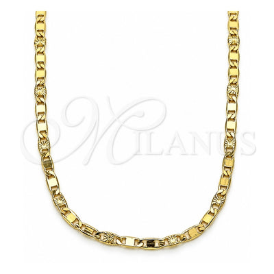 Oro Laminado Basic Necklace, Gold Filled Style Mariner Design, Diamond Cutting Finish, Golden Finish, 04.213.0242.22 (03 MM Thickness, 22 Inches Length)