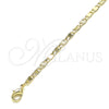 Oro Laminado Basic Anklet, Gold Filled Style Mariner Design, Diamond Cutting Finish, Golden Finish, 04.213.0242.10 (03 MM Thickness, 10 Inches Length)