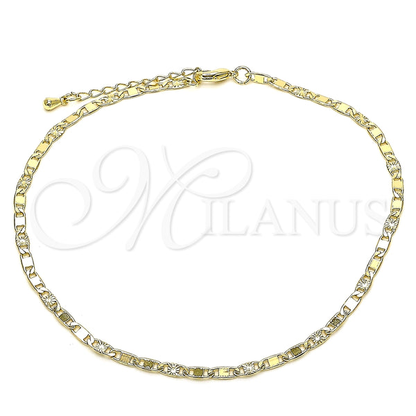 Gold Filled Anklet — Basic Anklet Mariner Design Diamond Cutting 04. 03 — main product view — SKU 144369 | Oro Laminado tobillera — básico Anklet Mariner diseño Diamond Cutting 04. 03 — SKU 144369
