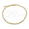Oro Laminado Basic Anklet, Gold Filled Style Mariner Design, Diamond Cutting Finish, Golden Finish, 04.213.0242.10 (03 MM Thickness, 10 Inches Length)
