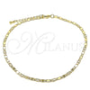 Oro Laminado Basic Anklet, Gold Filled Style Mariner Design, Diamond Cutting Finish, Golden Finish, 04.213.0242.10 (03 MM Thickness, 10 Inches Length)