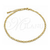 Oro Laminado Basic Anklet, Gold Filled Style Mariner Design, Diamond Cutting Finish, Golden Finish, 04.213.0243.10 (03 MM Thickness, 10 Inches Length)
