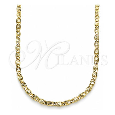 Oro Laminado Basic Necklace, Gold Filled Style Mariner Design, Diamond Cutting Finish, Golden Finish, 04.213.0243.20 (03 MM Thickness, 20 Inches Length)