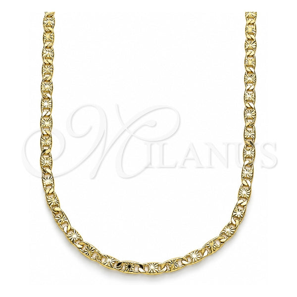 Oro Laminado Basic Necklace, Gold Filled Style Mariner Design, Diamond Cutting Finish, Golden Finish, 04.213.0243.20 (03 MM Thickness, 20 Inches Length)