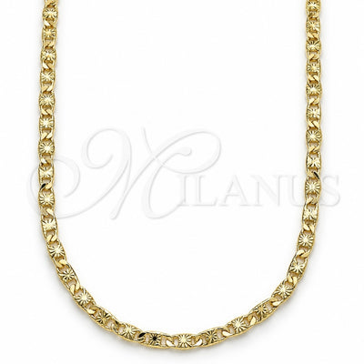 Oro Laminado Basic Necklace, Gold Filled Style Mariner Design, Diamond Cutting Finish, Golden Finish, 04.213.0243.22 (03 MM Thickness, 22 Inches Length)