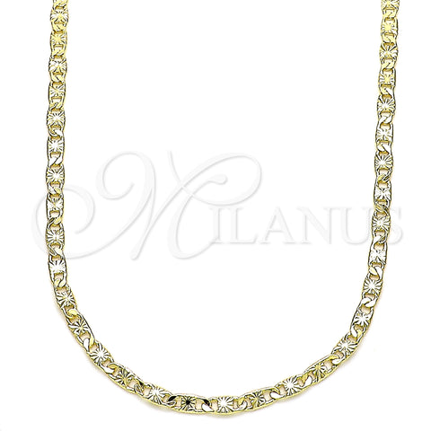 Oro Laminado Basic Necklace, Gold Filled Style Mariner Design, Diamond Cutting Finish, Golden Finish, 04.213.0243.22 (03 MM Thickness, 22 Inches Length)