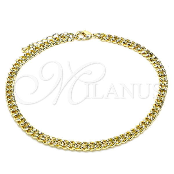 Oro Laminado Basic Anklet, Gold Filled Style Miami Cuban Design, Polished, Golden Finish, 04.213.0244.10 (05 MM Thickness, 10 Inches Length)
