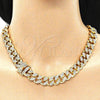 Oro Laminado Basic Necklace, Gold Filled Style with White Micro Pave, Polished, Golden Finish, 03.284.0015.24 (13 MM Thickness, 24 Inches Length)