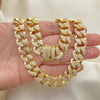 Oro Laminado Basic Necklace, Gold Filled Style with White Micro Pave, Polished, Golden Finish, 03.284.0015.24 (13 MM Thickness, 24 Inches Length)