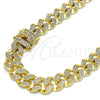 Oro Laminado Basic Necklace, Gold Filled Style with White Micro Pave, Polished, Golden Finish, 03.284.0015.24 (13 MM Thickness, 24 Inches Length)