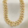 Oro Laminado Basic Necklace, Gold Filled Style with White Micro Pave, Polished, Golden Finish, 03.284.0015.24 (13 MM Thickness, 24 Inches Length)