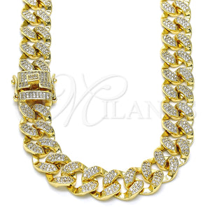 Gold Filled Necklace — Basic Necklace with White Micro Pave Polished 03. — main product view — SKU 144378 | Oro Laminado collar — básico Necklace with blanco Micro Pave pulido 03. — SKU 144378