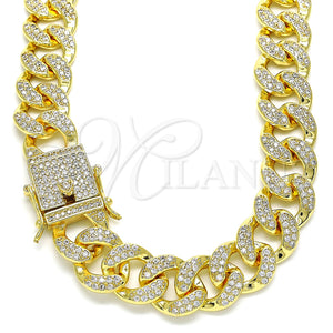 Gold Filled Necklace — Basic Necklace Miami Cuban Design with White Micro — main product view — SKU 144379 | Oro Laminado collar — básico Necklace Miami Cuban diseño with blanco Micro — SKU 144379