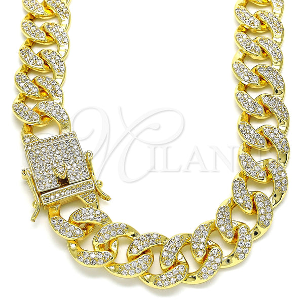 Gold Filled Necklace — Basic Necklace Miami Cuban Design with White Micro — main product view — SKU 144379 | Oro Laminado collar — básico Necklace Miami Cuban diseño with blanco Micro — SKU 144379