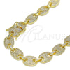 Oro Laminado Basic Necklace, Gold Filled Style Puff Mariner Design, with White Micro Pave, Polished, Golden Finish, 04.284.0059.24 (12 MM Thickness, 24 Inches Length)
