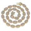 Oro Laminado Basic Necklace, Gold Filled Style Puff Mariner Design, with White Micro Pave, Polished, Golden Finish, 04.284.0059.24 (12 MM Thickness, 24 Inches Length)