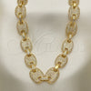 Oro Laminado Basic Necklace, Gold Filled Style Puff Mariner Design, with White Micro Pave, Polished, Golden Finish, 04.284.0059.24 (12 MM Thickness, 24 Inches Length)