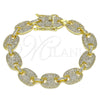 Oro Laminado Basic Bracelet, Gold Filled Style Puff Mariner Design, with White Micro Pave, Polished, Golden Finish, 04.284.0059.08 (12 MM Thickness, 8 Inches Length)