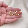 Oro Laminado Stud Earring, Gold Filled Style Hollow Design, Polished, Golden Finish, 02.163.0155.20