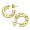 Oro Laminado Stud Earring, Gold Filled Style Hollow Design, Polished, Golden Finish, 02.163.0155.20