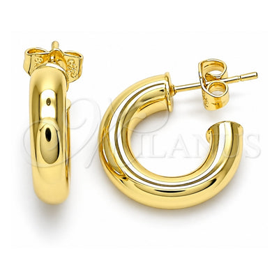 Oro Laminado Stud Earring, Gold Filled Style Hollow Design, Polished, Golden Finish, 02.163.0155.20