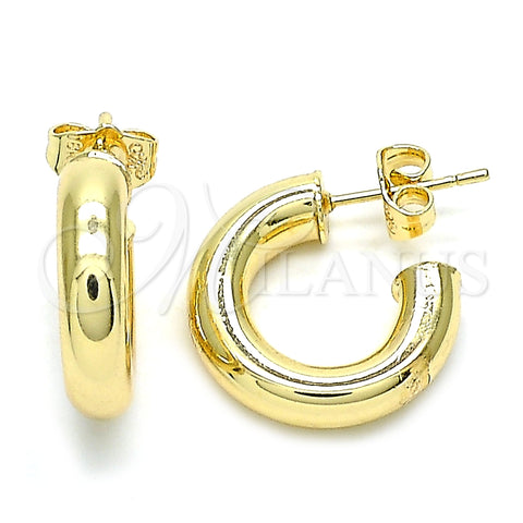 Oro Laminado Stud Earring, Gold Filled Style Hollow Design, Polished, Golden Finish, 02.163.0155.20