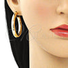 Oro Laminado Stud Earring, Gold Filled Style Hollow Design, Polished, Golden Finish, 02.163.0155.40