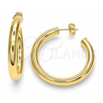 Oro Laminado Stud Earring, Gold Filled Style Hollow Design, Polished, Golden Finish, 02.163.0155.40