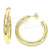 Oro Laminado Stud Earring, Gold Filled Style Hollow Design, Polished, Golden Finish, 02.163.0155.40
