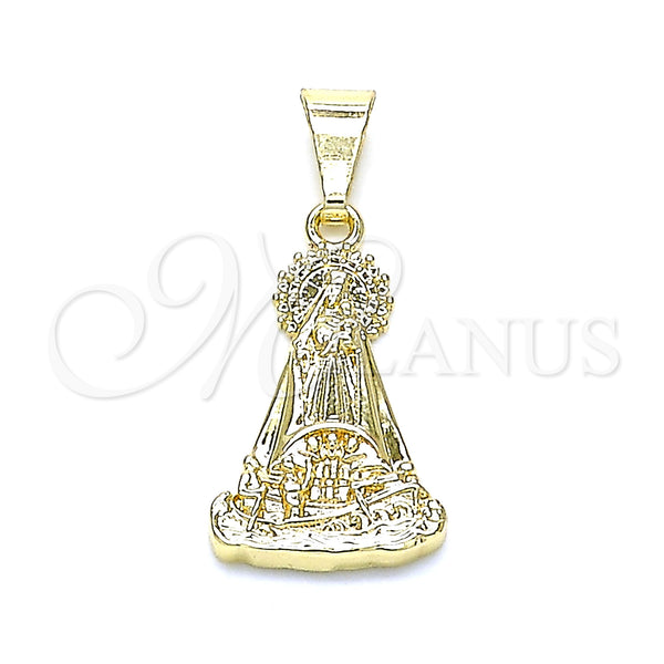 Gold Filled Pendant — Religious Pendant Caridad del Cobre Design Polished 05. — main product view — SKU 144389 | Oro Laminado dije — Religious Pendant Caridad del Cobre diseño pulido 05. — SKU 144389