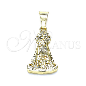 Gold Filled Pendant — Religious Pendant Caridad del Cobre Design Polished 05. — main product view — SKU 144389 | Oro Laminado dije — Religious Pendant Caridad del Cobre diseño pulido 05. — SKU 144389