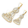 Oro Laminado Religious Pendant, Gold Filled Style Caridad del Cobre Design, Polished, Golden Finish, 05.253.0128