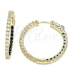 Oro Laminado Huggie Hoop, Gold Filled Style with Black and White Cubic Zirconia, Polished, Golden Finish, 02.156.0567.2.30
