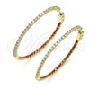 Oro Laminado Huggie Hoop, Gold Filled Style with Garnet and White Cubic Zirconia, Polished, Golden Finish, 02.156.0567.1.50