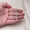 Oro Laminado Religious Pendant, Gold Filled Style Crucifix Design, with White Micro Pave, Polished, Golden Finish, 05.253.0129