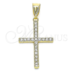 Gold Filled Pendant — Religious Pendant Cross Design with White Crystal Polished — main product view — SKU 144400 | Oro Laminado dije — Religious Pendant cruz diseño with cristal blanco pulido — SKU 144400
