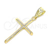 Oro Laminado Religious Pendant, Gold Filled Style Cross Design, Polished, Golden Finish, 05.253.0133