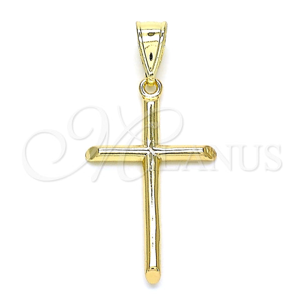 Oro Laminado Religious Pendant, Gold Filled Style Cross Design, Polished, Golden Finish, 05.253.0133