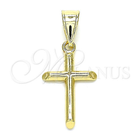 Oro Laminado Religious Pendant, Gold Filled Style Cross Design, Polished, Golden Finish, 05.253.0139