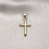 Oro Laminado Religious Pendant, Gold Filled Style Cross Design, Polished, Golden Finish, 05.253.0139