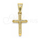 Dije Religioso 05.253.0139 Oro Laminado, Diseño de Cruz, Pulido, Tono Dorado