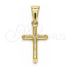 Oro Laminado Religious Pendant, Gold Filled Style Cross Design, Polished, Golden Finish, 05.253.0139