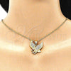 Oro Laminado Fancy Pendant, Gold Filled Style Eagle Design, with White and Garnet Crystal, Polished, Golden Finish, 05.253.0143