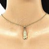 Oro Laminado Religious Pendant, Gold Filled Style Guadalupe and Flower Design, Polished, Golden Finish, 05.253.0144