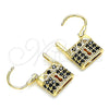 Oro Laminado Small Hoop, Gold Filled Style Lock Design, with Black Micro Pave, Polished, Golden Finish, 02.210.0528.3.12